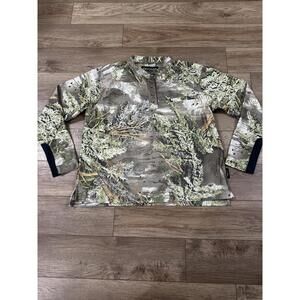 Vintage Camo Hunting Henley Hunting Polyester Pullover XL